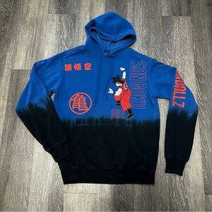 VTG Dragon Ball Z Hoodie Mens Goku Tie Dye Fade Pullover Long Sleeve Small 2000s